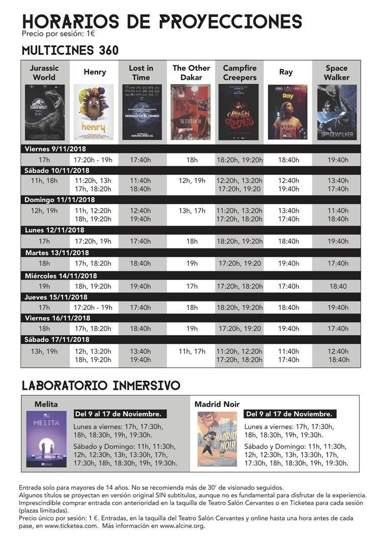 Horarios ALCINE VR 