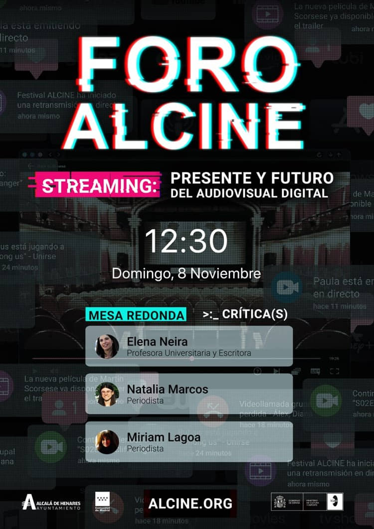 Sigue en directo el Foro ALCINE: Streaming, presente y futuro del audiovisual digital (Critica(s)) Domingo 8 / 12:30h. Con Elena Neira, Natalia Marcos y Miriam Lagoa